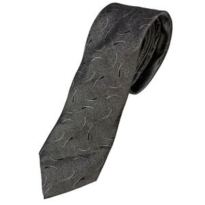 BARDELLI 100% Silk Tie Extra Long Dark Silver‎ Metallic Pattern Office USA